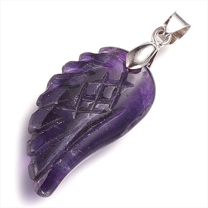 天然石 パワーストーン ペンダント 天使の羽 翼 フェザー アメジスト アクセサリー