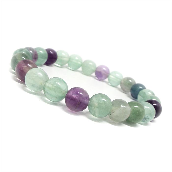 天然石 ブレスレット ミックス フローライト 蛍石 約6mm パワーストーン アクセサリー 数珠 ブレスレット 一連