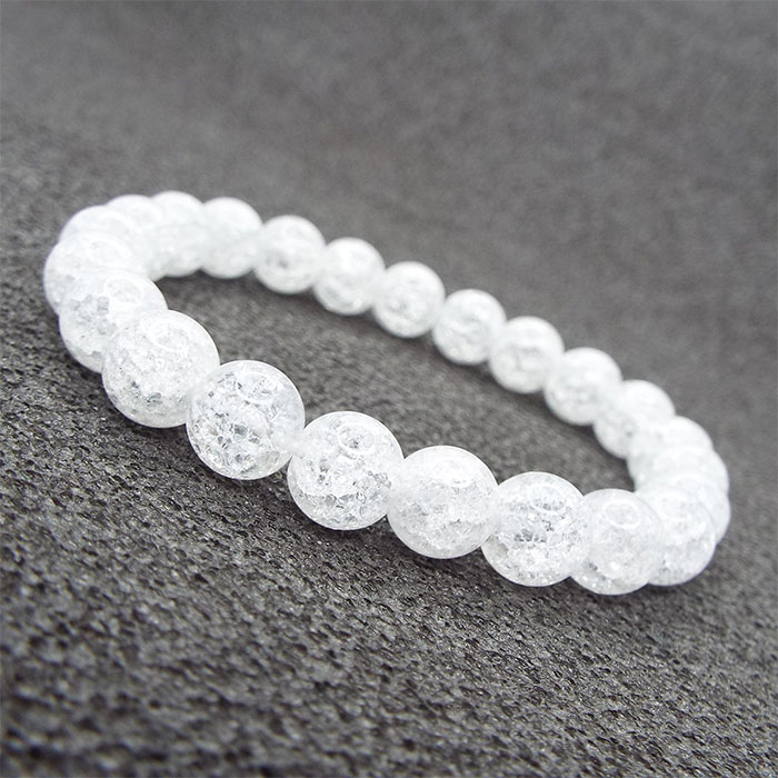 天然石 ブレスレット クラック水晶 約6mm パワーストーン アクセサリー 数珠 ブレスレット 一連