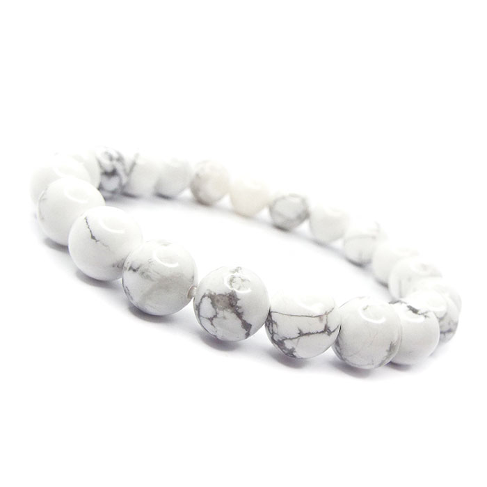 天然石 ブレスレット ホワイト ターコイズ 約8mm パワーストーン アクセサリー 数珠 ブレスレット 一連