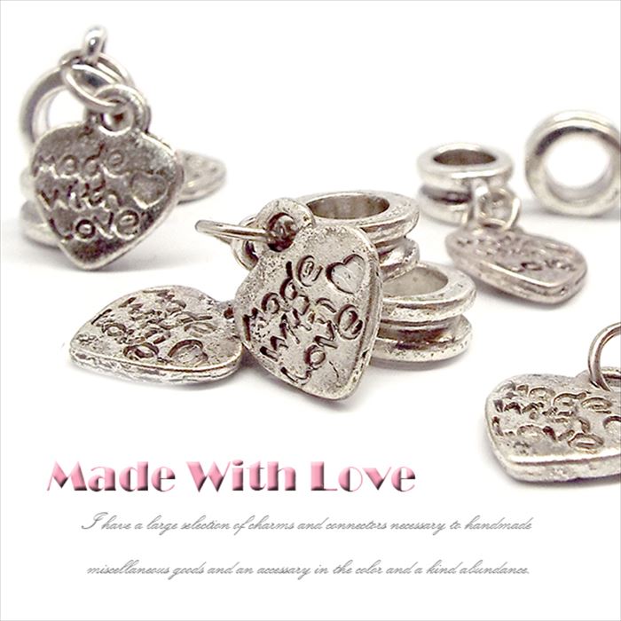 アクセサリー パーツ Made With Love チャーム シルバーカラー 10個セット パワーストーン アクセサリー