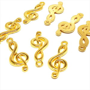 アクセサリーパーツ 音符 チャーム ト音記号 5個セット メタルパーツ ハンドメイド アクセサリー