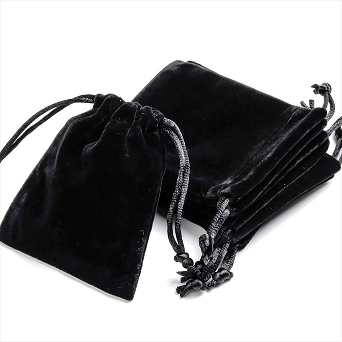 最安値 ベロア袋 約9×7cm 1枚 アクセサリー 小物入れ ブラック 巾着袋 ミニポーチ 天然石 パワーストーン アクセサリー