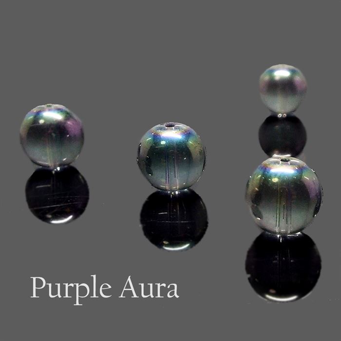 天然石 パープルオーラ水晶 粒売り 約8mm 1個 パワーストーン アクセサリー ハンドメイド