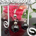 天然石 パワーストーン ピアス ヘマタイト 磁気あり 約8mm アクセサリー ハンドメイド