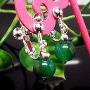天然石 パワーストーン イヤリング グリーンメノウ 緑瑪瑙 約8mm アクセサリー ハンドメイド