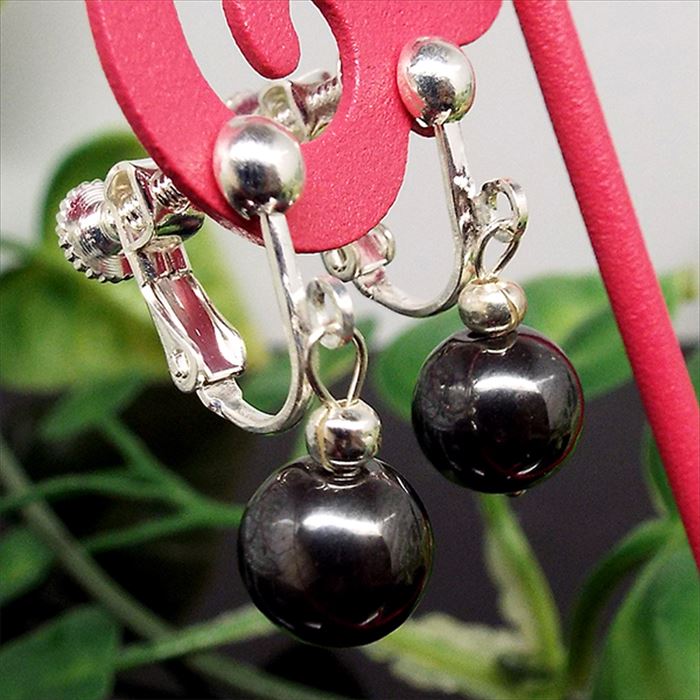 天然石 パワーストーン イヤリング ヘマタイト 磁気あり 約10mm アクセサリー ハンドメイド