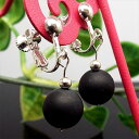 天然石 パワーストーン イヤリング フロストオニキス 黒瑪瑙 艶消 約10mm アクセサリー ハンドメイド