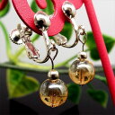 天然石 パワーストーン イヤリング ゴールデンオーラ水晶 約8mm アクセサリー ハンドメイド