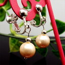 天然石 パワーストーン イヤリング ピンク シェルパール 貝パール 約8mm アクセサリー ハンドメイド