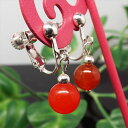 天然石 パワーストーン イヤリング カーネリアン 赤瑪瑙 約6mm アクセサリー ハンドメイド