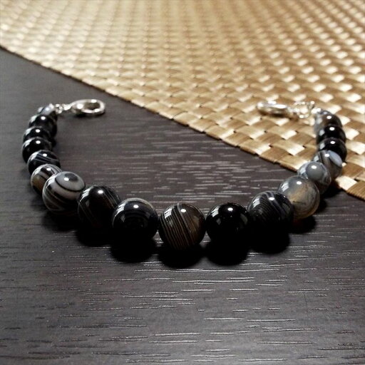 天然石 羽織紐 和装小物 着付け小物 黒縞瑪瑙 パワーストーン アクセサリー