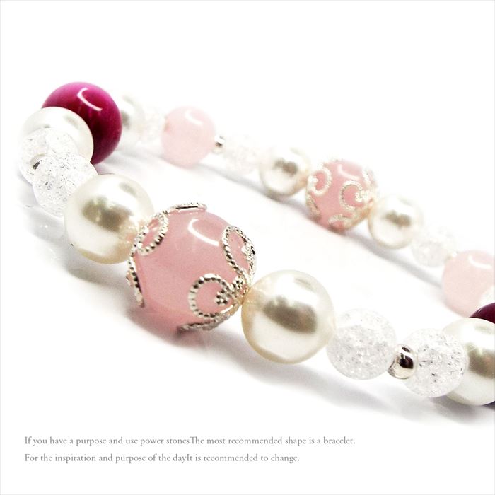 Rakuten - 天然石 パワーストーン ブレスレット ローズクォーツ パール ピンクタイガーアイ レディース アクセサリー