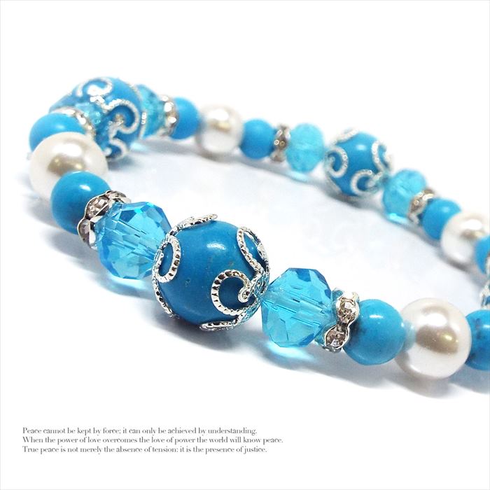 楽天天然石 STONE KITCHEN天然石 パワーストーン ブレスレット ターコイズブルー 女子力UP きらきら Lovers'ブレス レディース アクセサリー