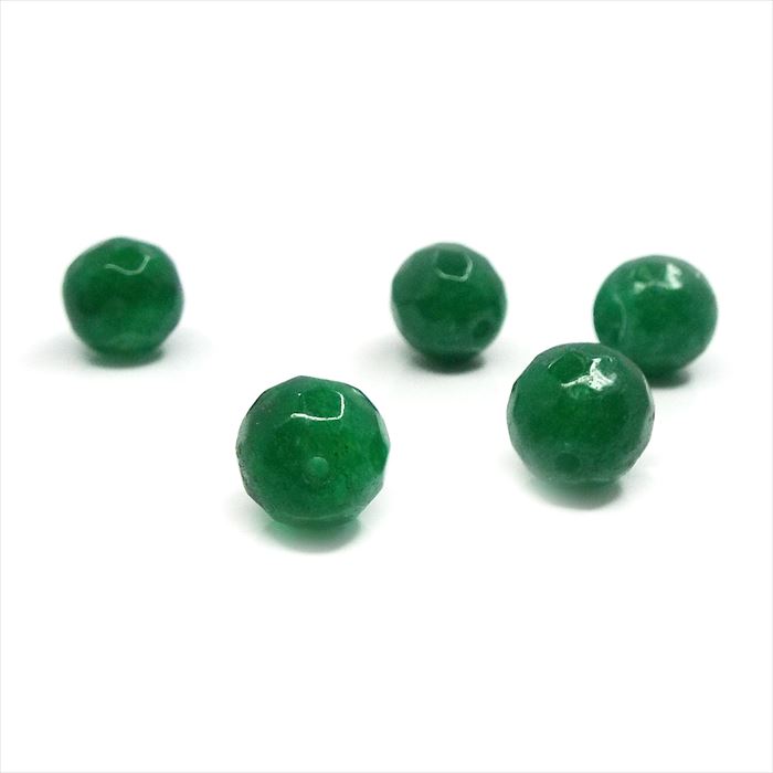 天然石 ビーズ ダークグリーン ジェイド 粒売り 多面カット 約8mm パワーストーン ハンドメイド アクセサリー