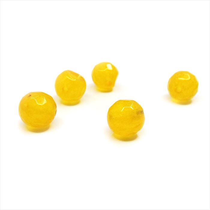 天然石 ビーズ イエロー ジェイド 粒売り 多面カット 約10mm パワーストーン ハンドメイド アクセサリー