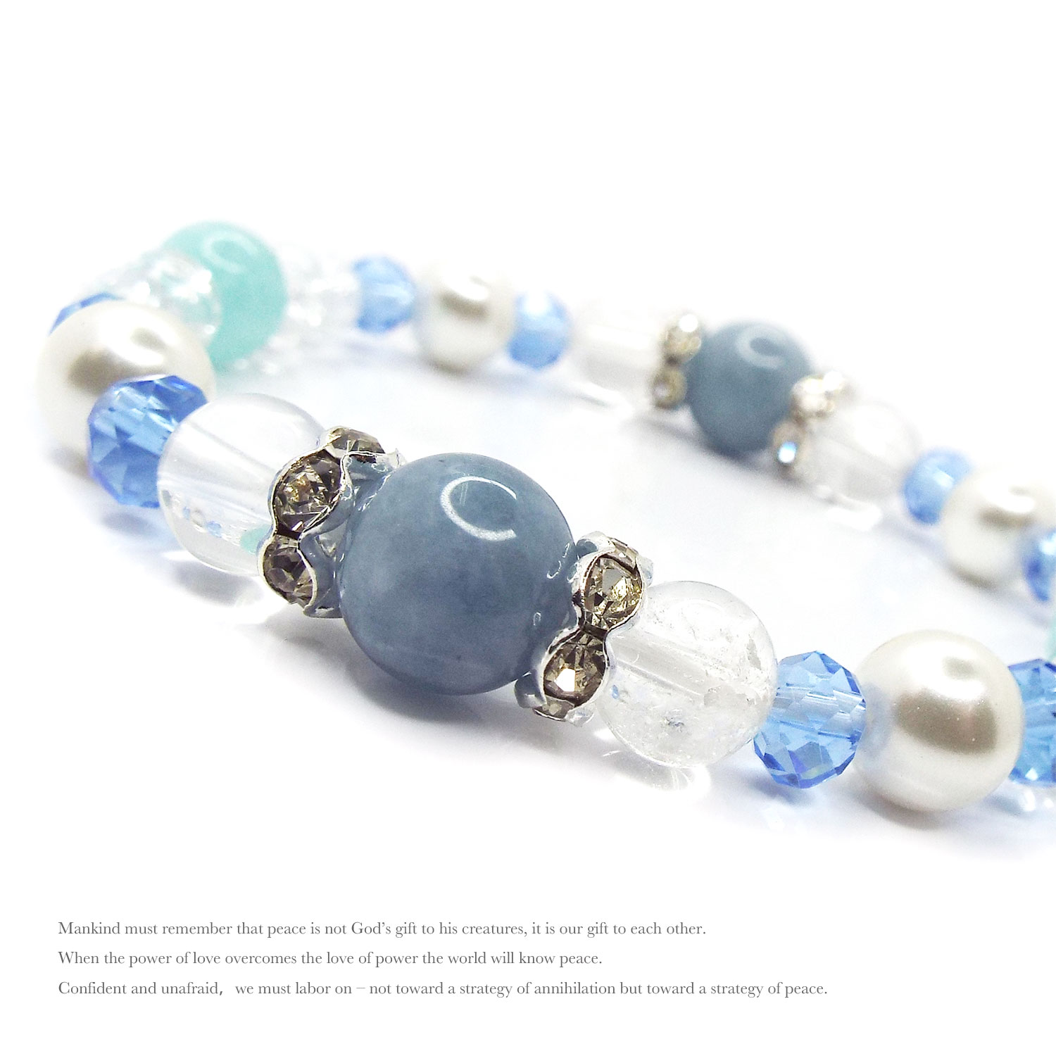 天然石 パワーストーン ブレスレット 姫系 プリンセス アクアマリン シェルパール アクセサリー