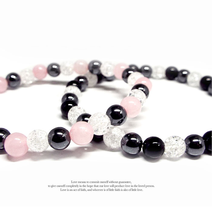 天然石 パワーストーン ブレスレット 愛を強化 ヘマタイト クラック水晶 ペアセット アクセサリー