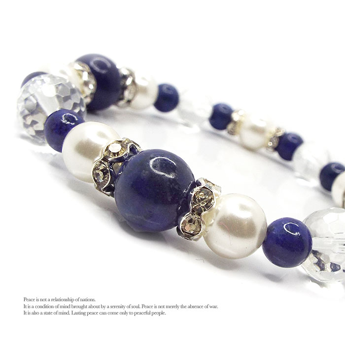 天然石 パワーストーン ブレスレット ラピスラズリ シェルパール 水晶 アクセサリー
