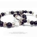 天然石 パワーストーン ブレスレット 水晶 マットオニキス ペア ペアセット アクセサリー