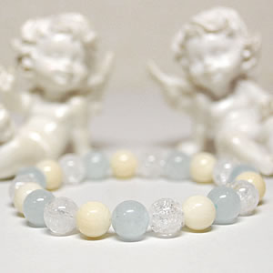 アクアマリンAA×ホワイトコーラル×クラック水晶 8mm<天然石ブレスレット・パワーストーン>【幸運】【子宝・安産・子育】