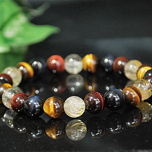 タイガーアイ ホークアイ(ブルータイガーアイ) レッドタイガーアイ ルチルクォーツ 8mm 天然石 ブレスレット パワーストーン