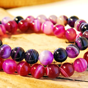 ストライプアゲート(ピンク or パープル) 8mm<天然石 パワーストーン ブレスレット>ブレス アゲート 瑪瑙 メノウ 8ミリ メール便○ レディース メン...