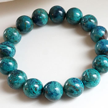 【一点もの】クリソコラAAA ペルー産 13.5〜14mm ブレスレット 天然石 パワーストーン クリソコラ 天然石ブレスレット パワーストーンブレスレット ク...