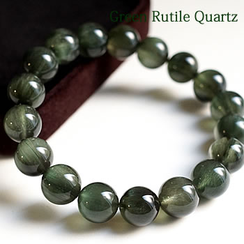 【一点もの・最高級】グリーンルチルクォーツ・キャッツアイAAAA(アクチノライトインクォーツ) 約11〜11.5mm ブレスレット 天然石 パワーストーン 天然...