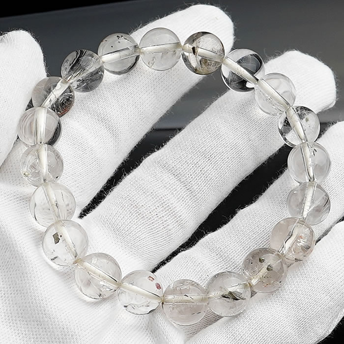 【一点物】【鑑別書付き】天然パイライトinクォーツ 約9.5mm ブレスレット 天然石 パワーストーン パイライトインクォーツ パイライト in クォーツ 黄鉄...