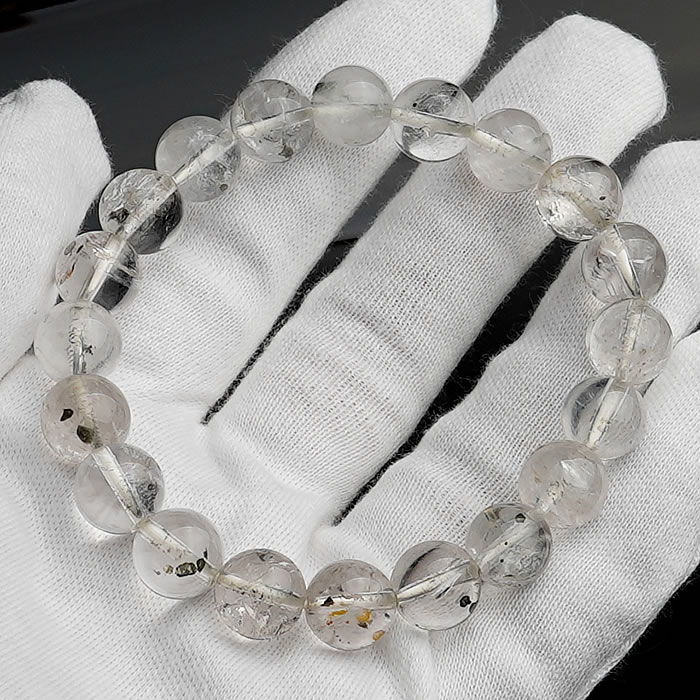 【一点物】【鑑別書付き】天然パイライトinクォーツ 約9.5mm ブレスレット 天然石 パワーストーン パイライトインクォーツ パイライト in クォーツ 黄鉄...