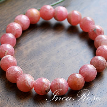【一点物】インカローズ ロードクロサイト AA 約9〜9.5mm ブレスレット 天然石 パワーストーン アルゼンチン産