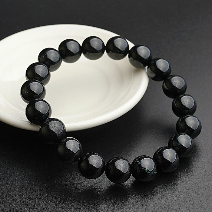 天然黒翡翠AAA10mm ミャンマー産 ブレスレット 天然石 パワーストーン 天然黒翡翠 ブラックジェダイド 硬玉 黒翡翠 ジェード ジェイド
