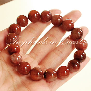 アンフィボールインクォーツAA 12mm (流通名:レッドルチルクォーツ) ブレスレット 天然石 パワーストーン アンフィボール 天然石ブレスレット パワースト...
