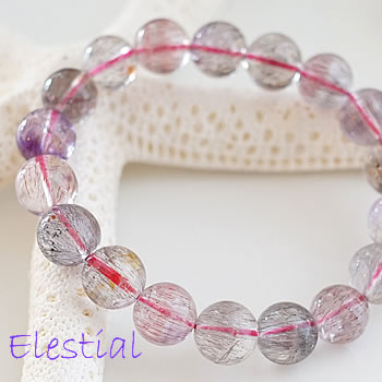 【一点もの・希少石】マダガスカル産スーパーセブン(アメジストエレスチャルクォーツ)AAA 約10.5〜11mm ブレスレット 天然石 パワーストーン アメジスト...