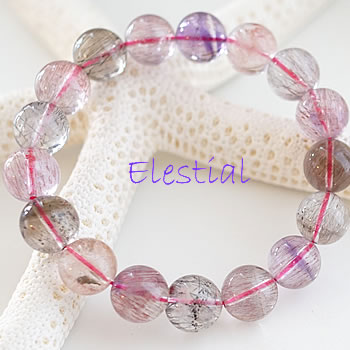 【一点もの・希少石】マダガスカル産スーパーセブン(アメジストエレスチャルクォーツ)AAA 約11.5〜12mm ブレスレット 天然石 パワーストーン アメジスト...