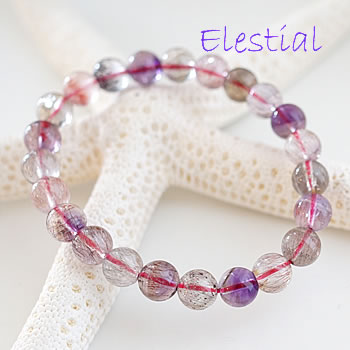 【一点もの・希少石】マダガスカル産スーパーセブン(アメジストエレスチャルクォーツ)AAA 約8.5mm ブレスレット 天然石 パワーストーン アメジストエレスチ...