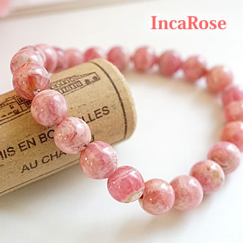 インカローズ（ロードクロサイト）AAA 8mm アルゼンチン産 ブレスレット 天然石 パワーストーン rhodochrosite incarose