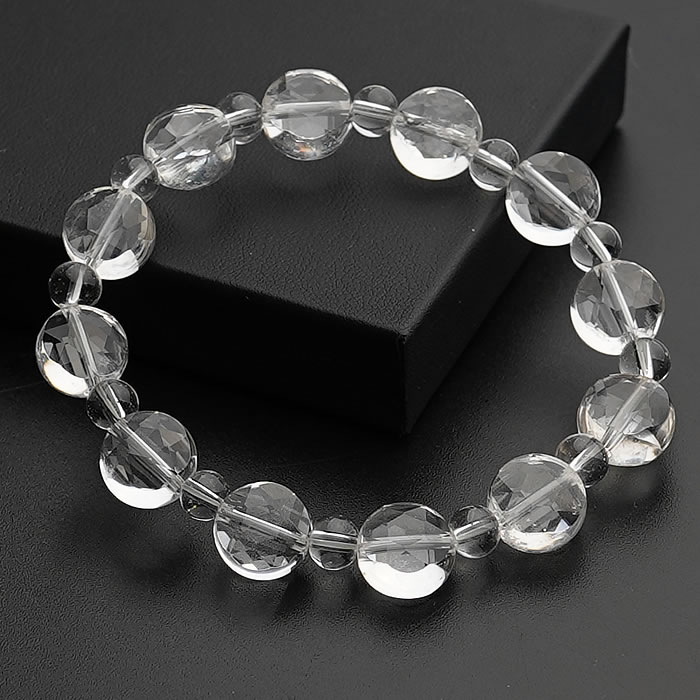 【在庫限り】天然水晶 六芒星 ヘキサゴン ブレスレット デザインカット 天然石 パワーストーン 水晶 七星陣 クリスタルクォーツ 水晶