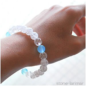 シーブルーカルセドニー8mm ウェーブカット水晶8mm クラック水晶8mm 天然石 パワーストーン ブレスレット カルセドニー シーブルーカルセドニー クリスタルクォーツ クラック水晶