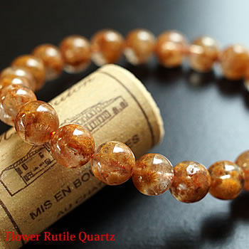 【一点もの】【希少】フラワールチルクォーツ 8.5〜9.5mm オーストラリア産 星入りルチルクォーツ スタールチルクォーツ ブレスレット 天然石 パワーストー...