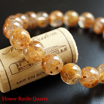 【一点もの】【希少】フラワールチルクォーツ 10〜11mm オーストラリア産 星入りルチルクォーツ スタールチルクォーツ ブレスレット 天然石 パワーストーン ...
