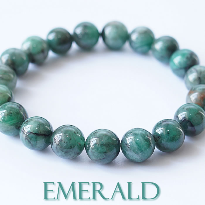 【一点物】エメラルドAAA10〜10.5mm ブレスレット 天然石 パワーストーン エメラルド