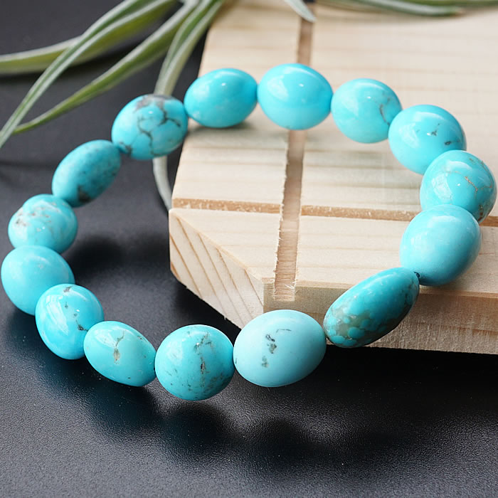 【一点物】【高品質】【希少】【天然色】キングマン鉱山産 USA産 キングマンターコイズ トルコ石 ブレスレット 天然石 パワーストーン turquoise 12月の誕生石 Kingman タンブルブレスレット キングマン ターコイズ