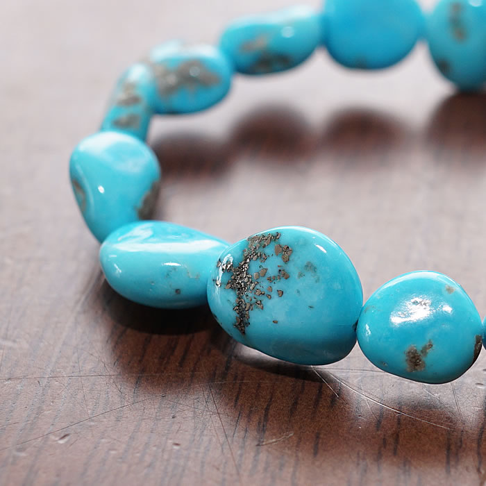 【限定3本】【希少】【ハイクオリティー】天然色ターコイズ USA・キャッスルドーム鉱山産 タンブル ブレスレット 天然石 パワーストーン 天然ターコイズ アリゾナ トルコ石 12月の誕生石 天然 ターコイズ Castle Dome Turquoise