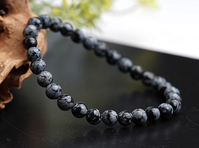 スノーフレークオブシディアン6mm ブレスレット 天然石 パワーストーン
