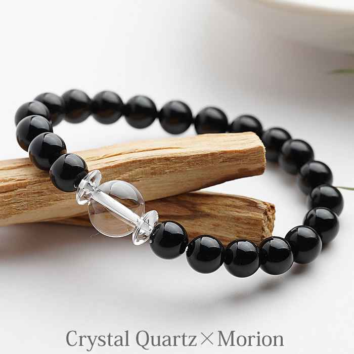 【高品質】天然水晶AAAAA12mm 天然モリオンAAA8mm ボタン水晶 ブレスレット 天然石 パワーストーン 黒水晶 水晶