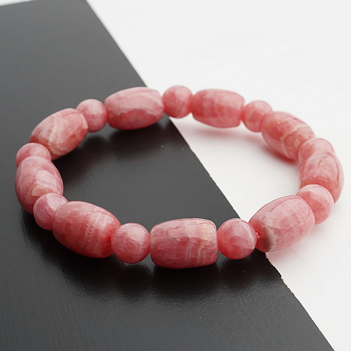 【一点物】【高品質】インカローズAAA 樽型 ブレスレット 天然石 パワーストーン アルゼンチン産 ロードクロサイト