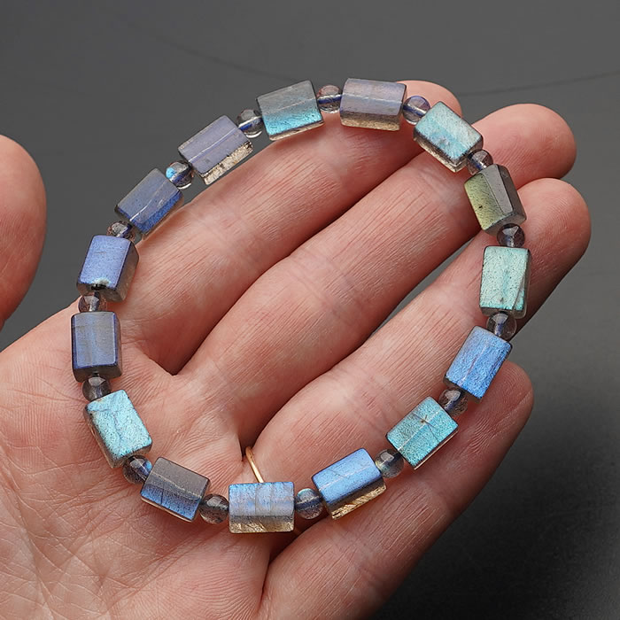 【数量限定】【高品質】ラブラドライトAAA レクタングルブレスレット 天然石 パワーストーン ラブラドライト レクタングル