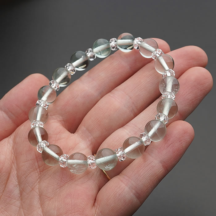 グリーンフローライトAAA8mm カット水晶 ブレスレット 天然石 パワーストーン フローライト フルオライト 蛍石